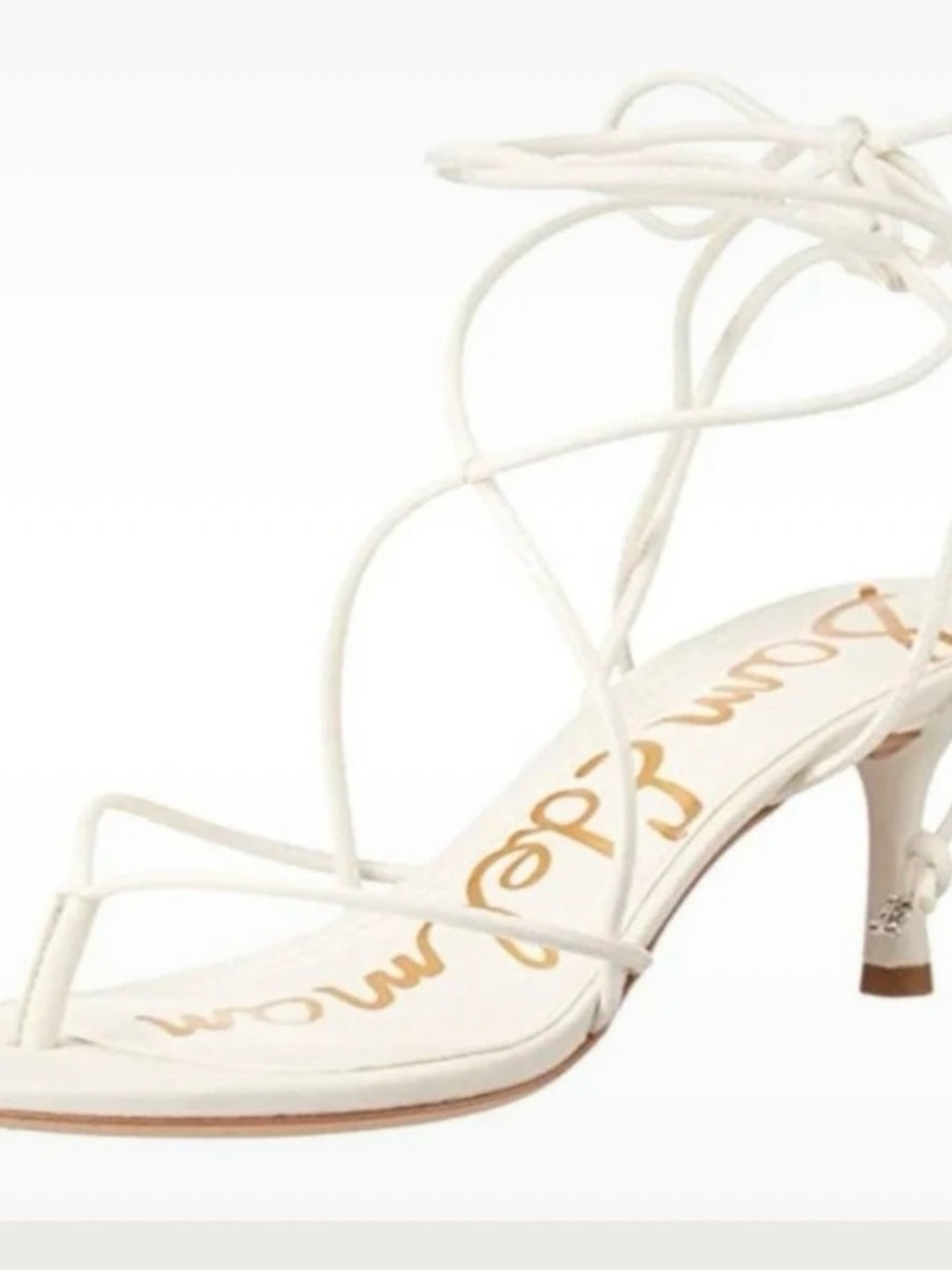 Sam Edelman White Lace-Up Strappy Kitten Heel Sandals